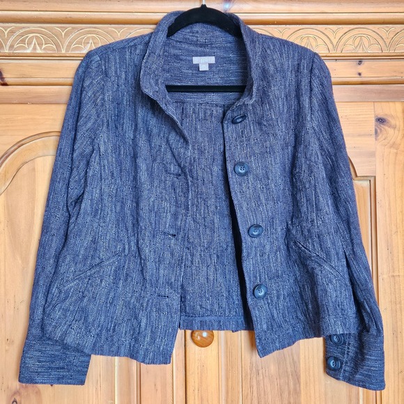 Women's J Jill Blue Black Mid Weight Button Up Jacket Size XS - Picture 8 of 11